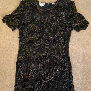 Black evening gown with sequins